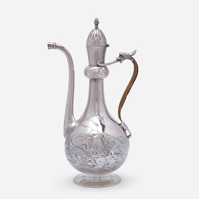 Lot 81 - A Japanesque sterling silver coffeepot