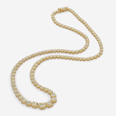 Lot 6 - A Diamond and 14K Yellow Gold Rivière Necklace