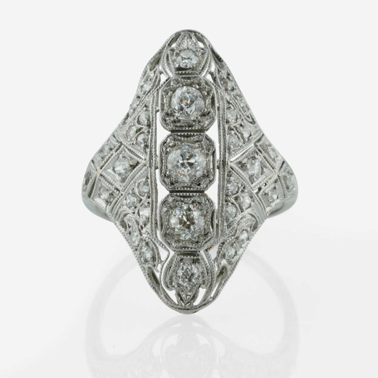 Lot 204 - An Art Deco Platinum and Diamond Ring
