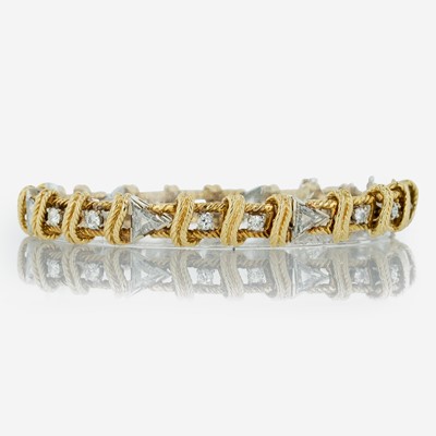 Lot 3 - An 18K Yellow Gold and Diamond Bracelet