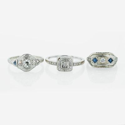 Lot 342 - A Collection of Ladies White Gold and Gemstone Rings