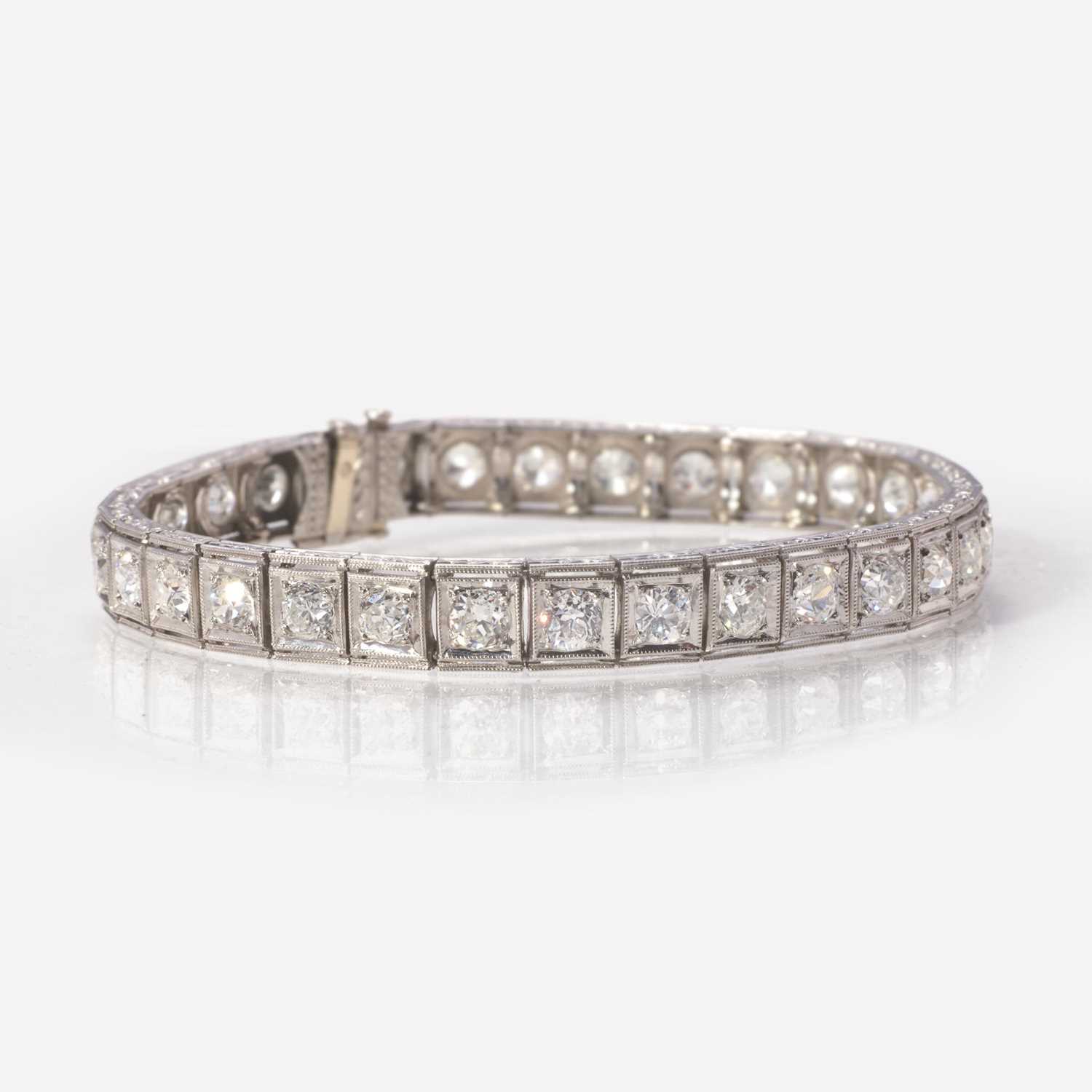 Lot 2 - A Platinum and Diamond Line Bracelet