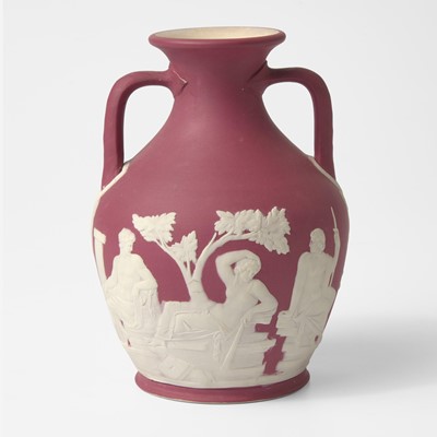 Lot 93 - A Wedgwood Crimson Dip Jasperware Portland Vase