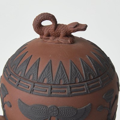 Lot 35 - A Wedgwood Chocolate Stoneware Jasperware and Black Basalt Egyptian-Style Pastille Burner
