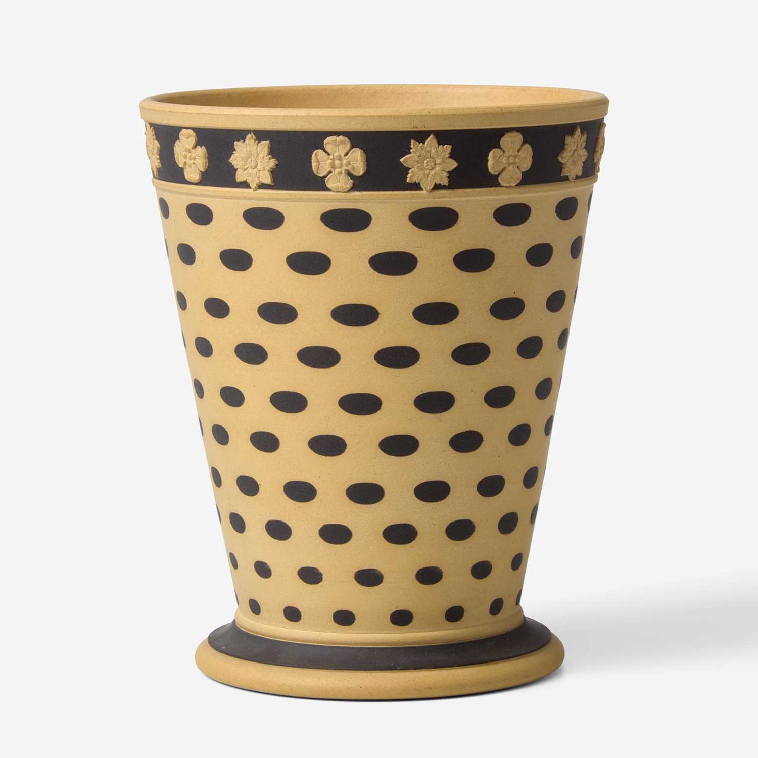 Lot 31 - A Wedgwood Black Basalt-Decorated Caneware Posy Pot Vase