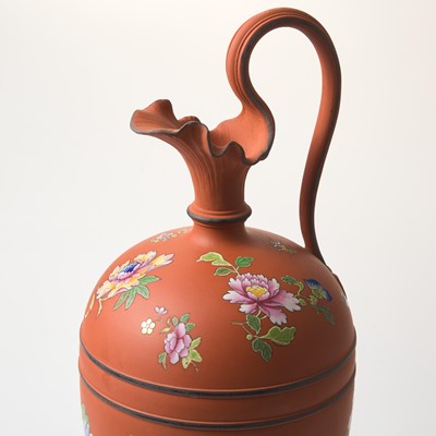 Lot 37 - A Wedgwood Rosso Antico Capriware Ewer