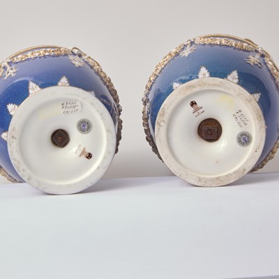 Lot 133 - A Pair of Wedgwood Powder Blue Ground Covered Vases