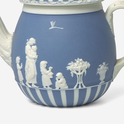 Lot 62 - A Wedgwood Blue Dip Jasperware Teapot