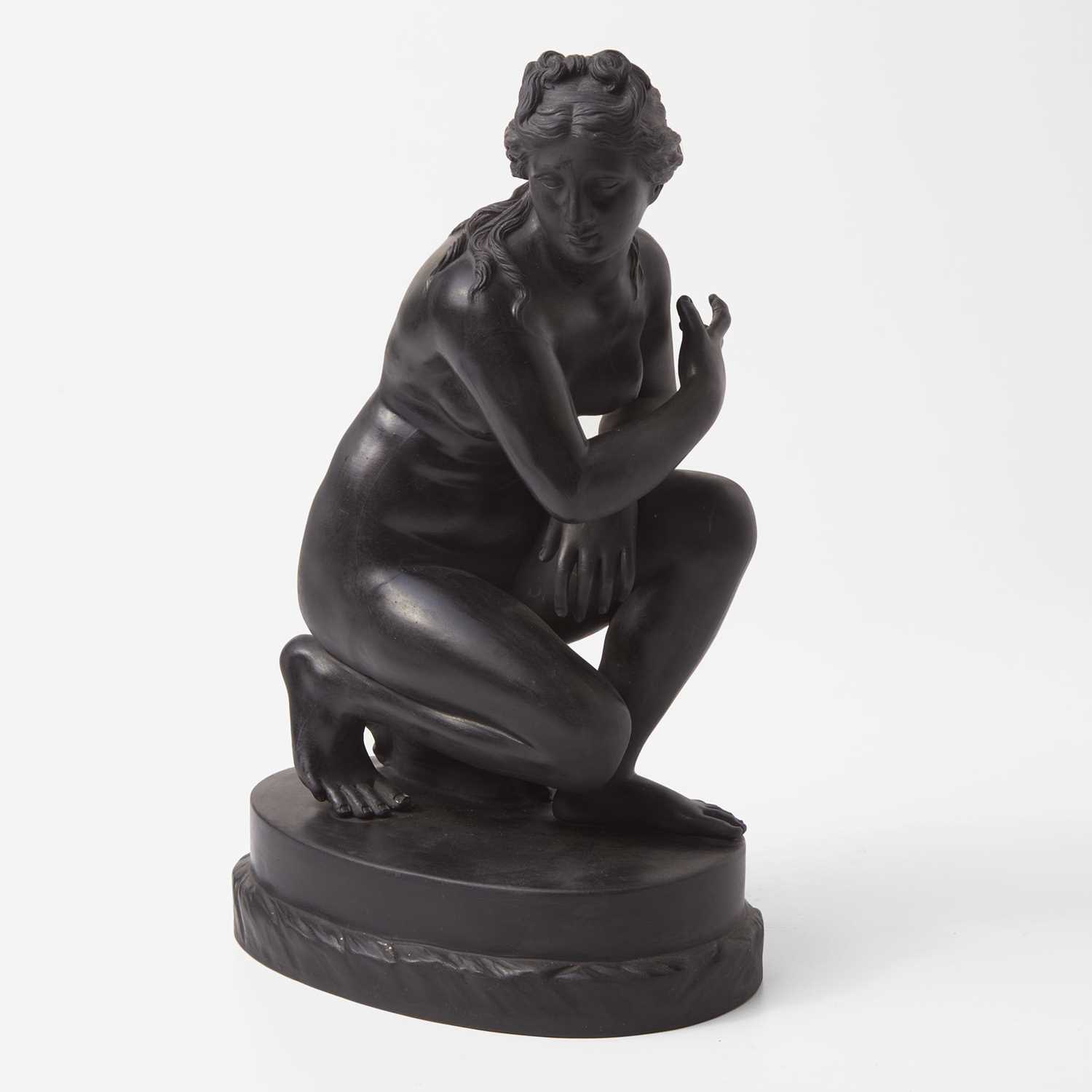 Lot 51 - A Wedgwood Black Basalt Crouching Venus Figure