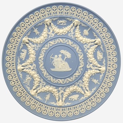 Lot 67 - A Wedgwood Solid Blue Jasperware Trophy Plate