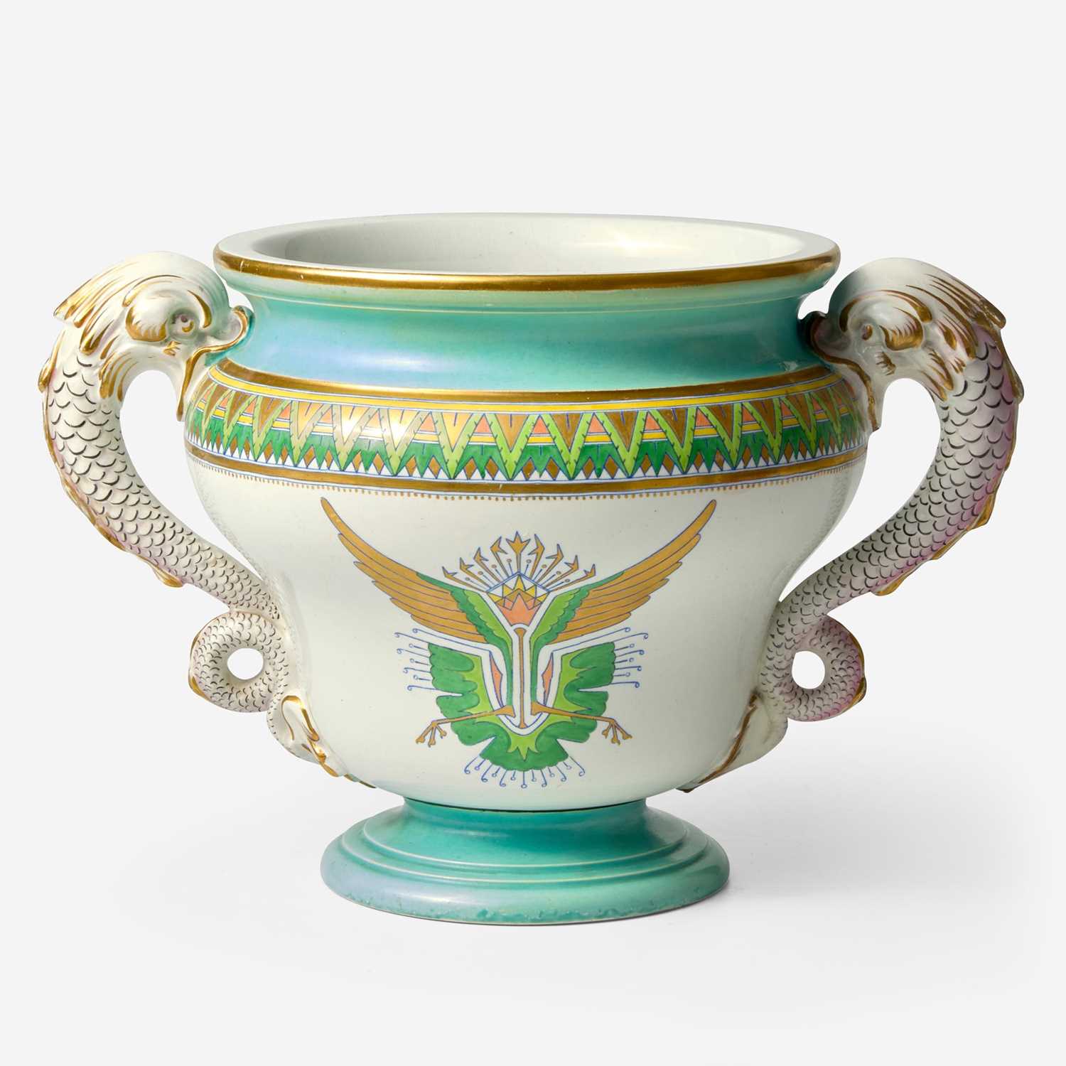 Lot 142 - A Wedgwood Majolica Jardiniere with Christopher Dresser (1834-1904) Designed  Decoration