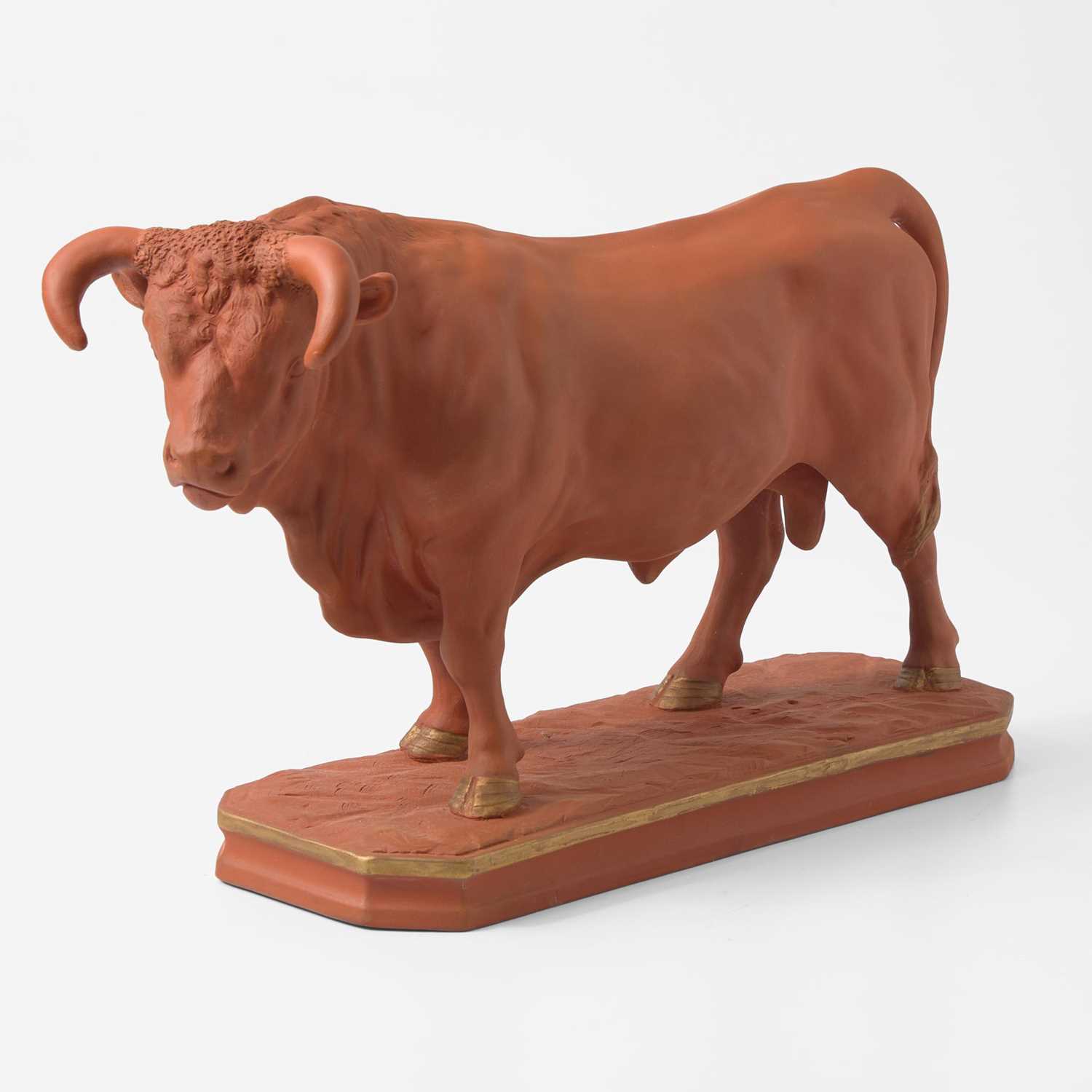 Lot 36 - A Large Wedgwood Rosso Antico Figure of a Bull