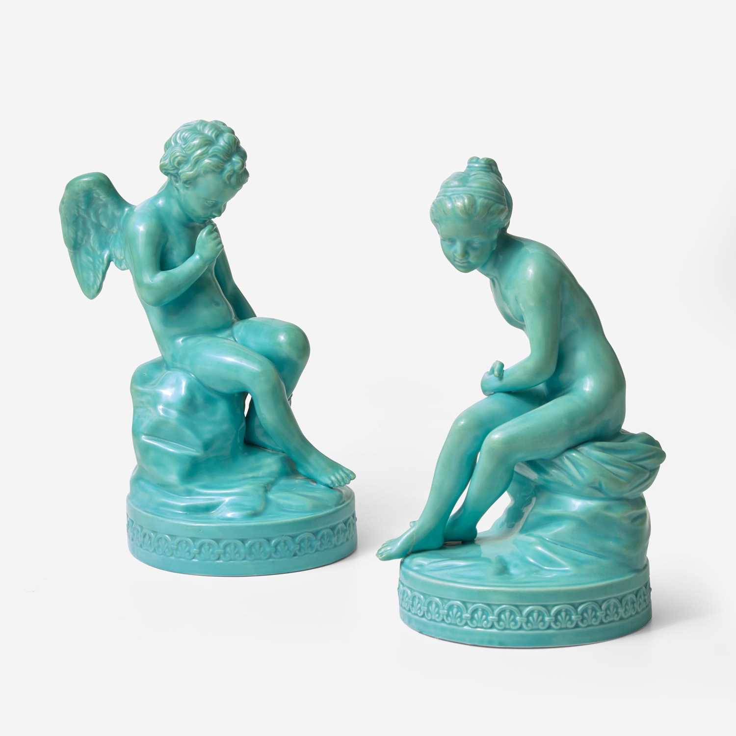 Lot 114 - Wedgwood Turquoise-Glazed Figures of Cupid and Psyche