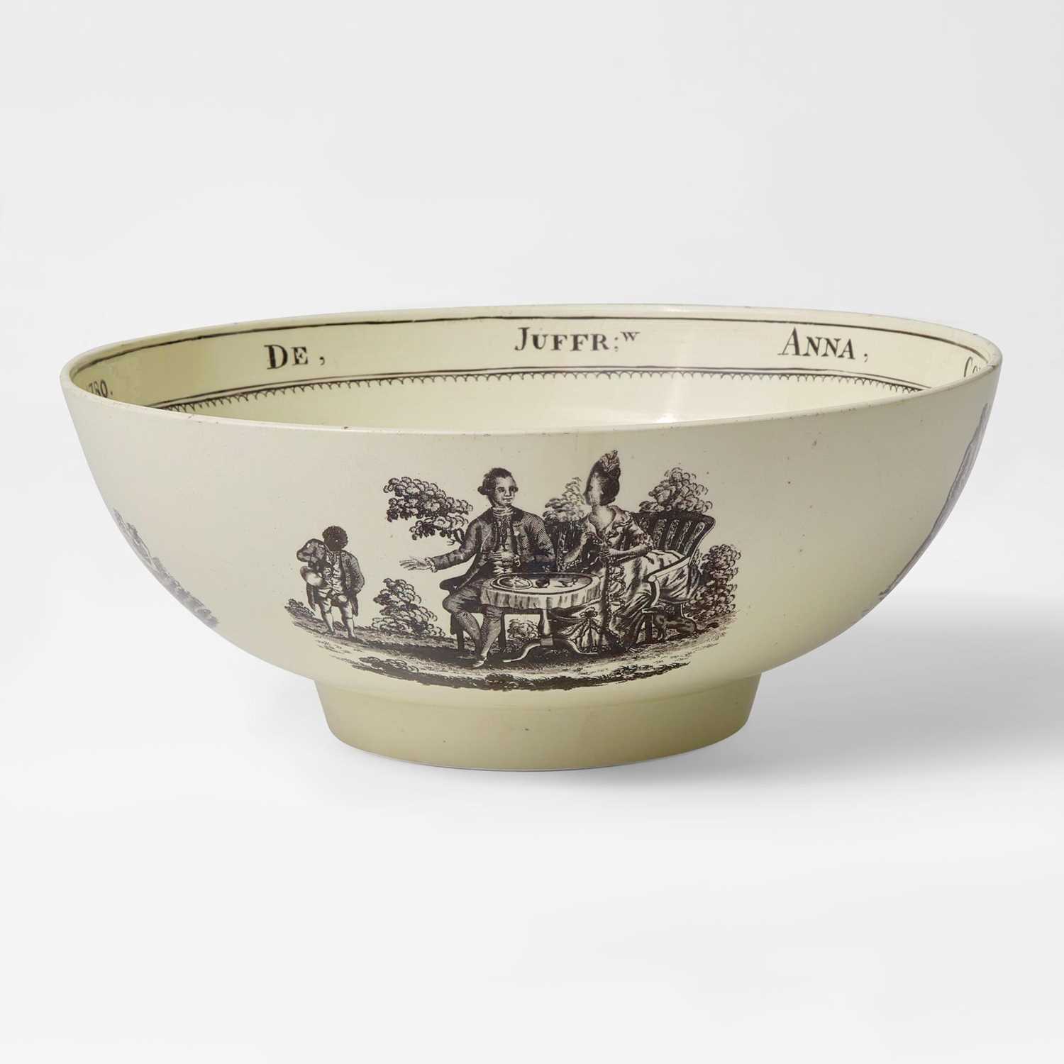 Lot 9 - A Wedgwood Queensware Documentary Punchbowl