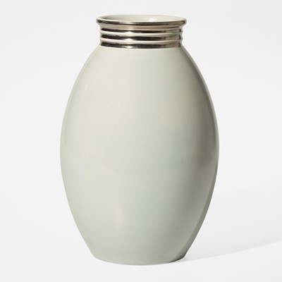 Lot 197 - A Wedgwood Keith Murray (1892-1981) Designed Silver Gray-Glazed Vase