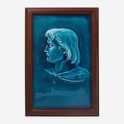 Lot 115 - A Wedgwood Turquoise-Glazed Majolica "Ivanhoe" Plaque