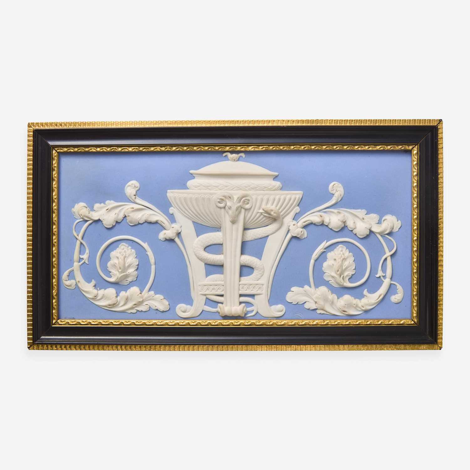 Lot 69 - A Wedgwood Solid Blue Jasperware Architectural Plaque