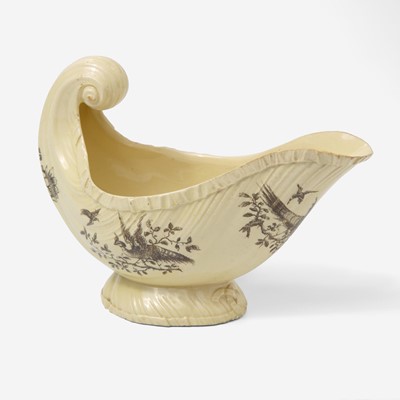 Lot 10 - A Wedgwood "Exotic Birds" Decorated Queensware Sauce Boat