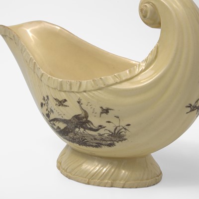 Lot 10 - A Wedgwood "Exotic Birds" Decorated Queensware Sauce Boat