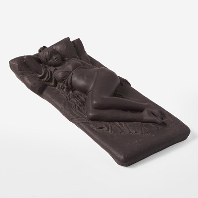 Lot 243 - A Wedgwood Black Basalt "Girl on Bed" Figure Modeled by James Butler, RA (1933-2022)