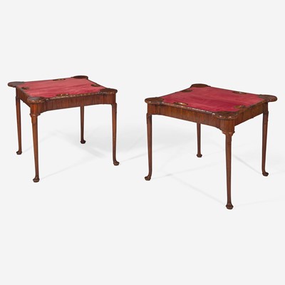 Lot 8 - A pair of Queen Anne laburnum concertina action card tables