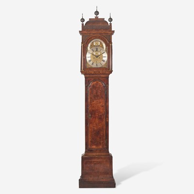 Lot 22 - A George II inlaid and veneered burl walnut tall case clock
