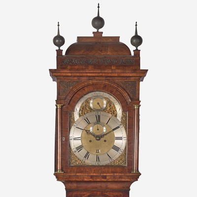 Lot 22 - A George II inlaid and veneered burl walnut tall case clock