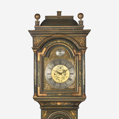 Lot 11 - A George I style green japanned tall case clock