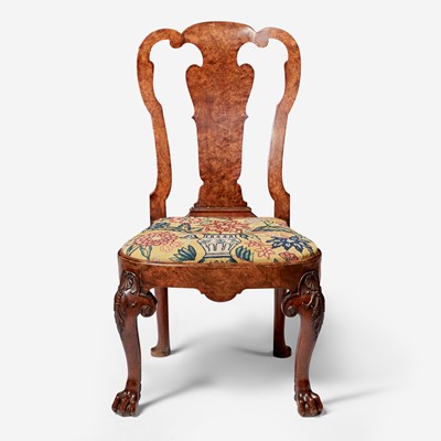 Lot 4 - A George I carved and veneered burl walnut side chair