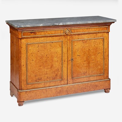 Lot 53 - A Charles X gilt bronze-mounted pollard oak side cabinet with Saint Anne marble top