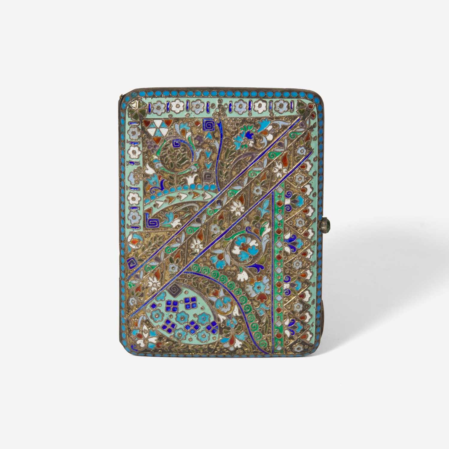 Lot 60 - A Russian silver-gilt and shaded enamel cigarette case