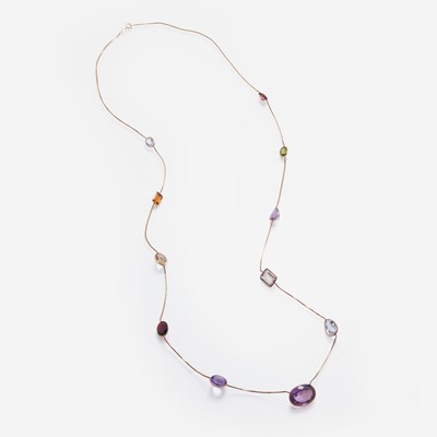 Lot 143 - A 14K Yellow Gold and Gemstone Necklace