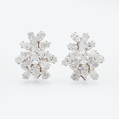 Lot 149 - A Pair of Platinum and Diamond Earrings