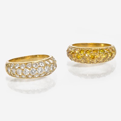 Lot 125 - A Set of 18K Yellow Gold and Diamond Rings