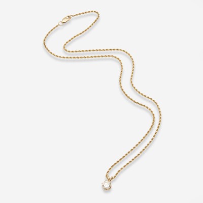 Lot 120 - A 14K Yellow Gold Chain with Diamond Pendant
