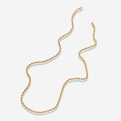 Lot 176 - A 14K Yellow Gold Rope Chain