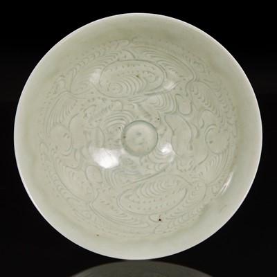 Lot 31 - A Chinese Qingbai incised bowl 青白瓷刻花斗笠盞