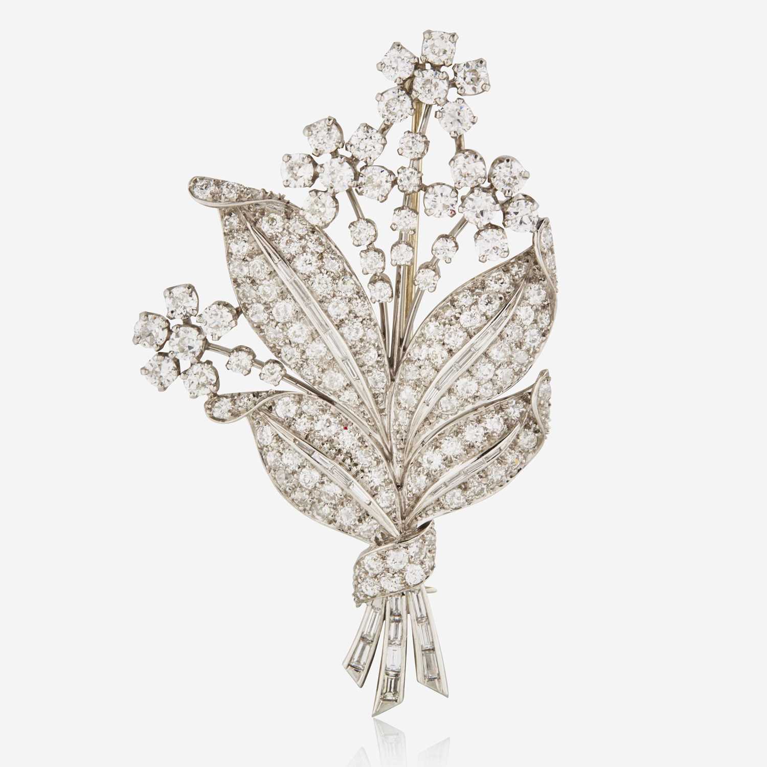 Lot 55 - A Platinum and Diamond Flower Bouquet Brooch