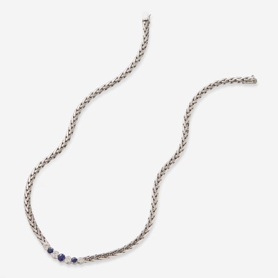 Lot 51 - A Craig Drake 18K White Gold Sapphire and Diamond Necklace