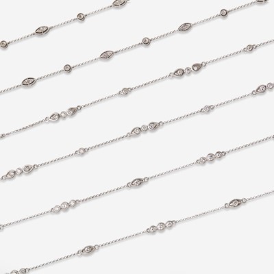 Lot 23 - A Set of Three 14K White Gold and Diamond Chains