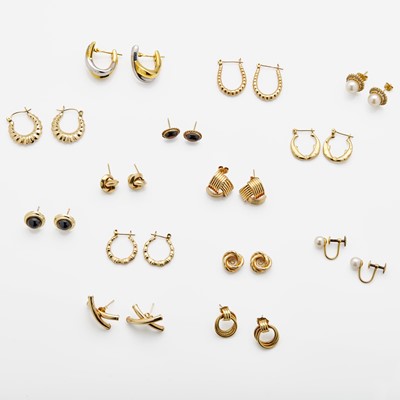 Lot 189 - A Miscellaneous Collection of Yellow Gold Earrings