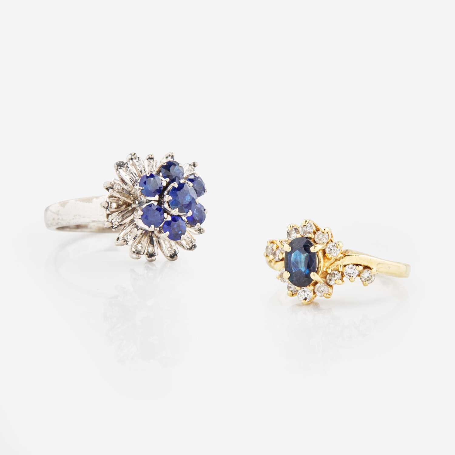 Lot 20 - A Collection of Two Sapphire and Diamond Rings