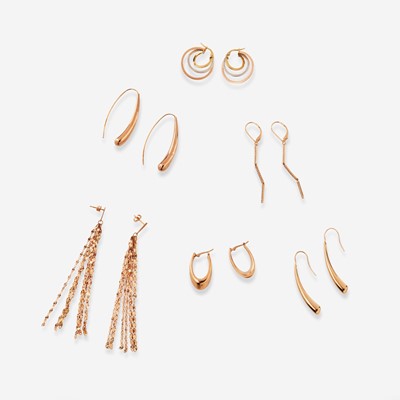 Lot 186 - A Collection of Rose Gold Earrings