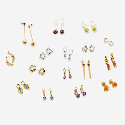 Lot 180 - A Miscellaneous Collection of Gold Earrings and Earring Enhancers