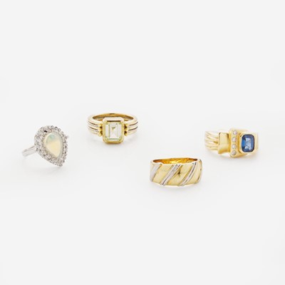 Lot 184 - A Group of Ladies 14K Gold and Gemstone Rings