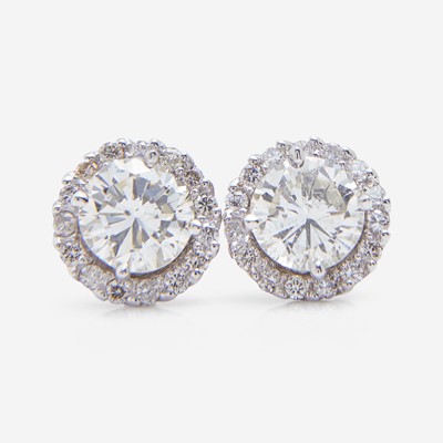 Lot 56 - A Pair of 18K White Gold and Diamond Stud Earrings