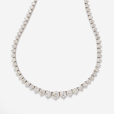 Lot 8 - A Diamond and 14K White Gold Rivière Necklace