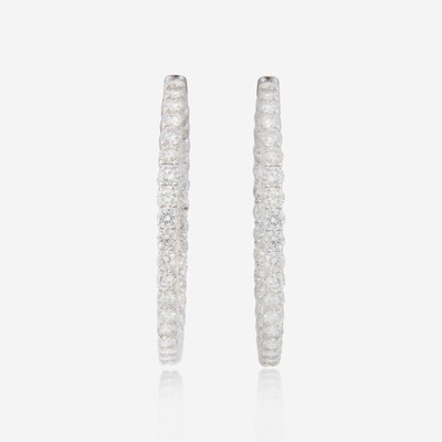 Lot 80 - A Pair of Diamond and 14K White Gold Earrings