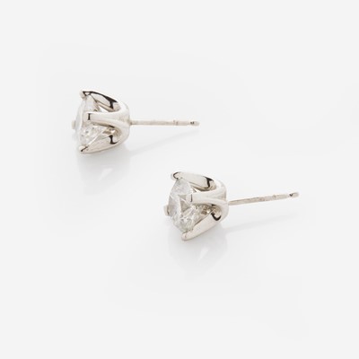 Lot 71 - A Pair of 14K White Gold and Diamond Stud Earrings