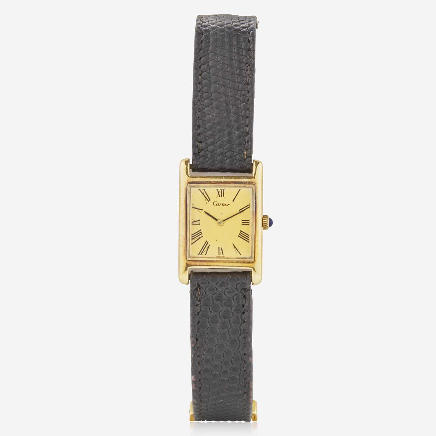 Lot 66 - Ladies 18K Yellow Gold Cartier Tank Wristwatch